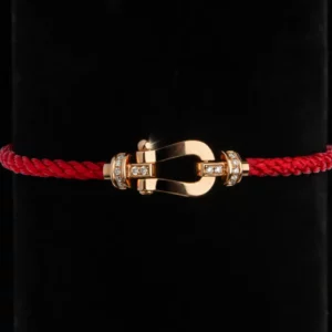 Bracelet Corde Élégance Rouge & Fermoir Doré